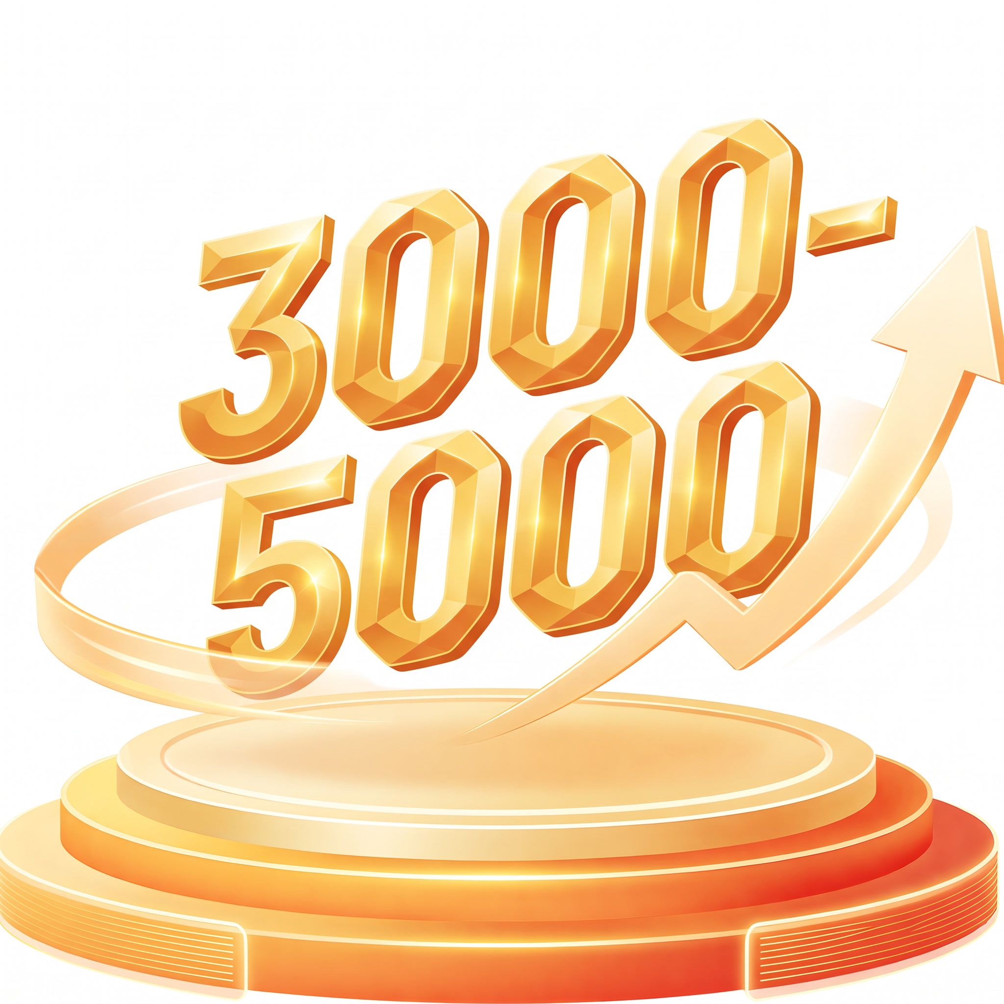 将图片中的金牛改成数字3000-5000，要求风格和版式一样 - 图片创意预览