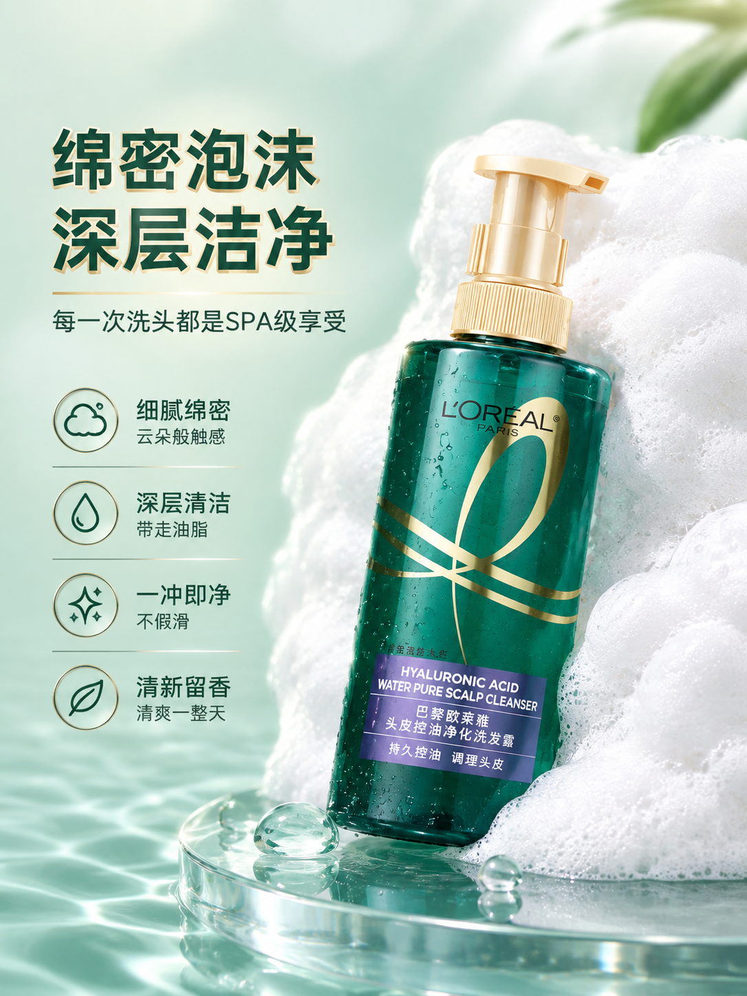 [商品] 使用【图1】欧莱雅头皮控油净化洗发露；保留深青绿透明… - 图片创意预览