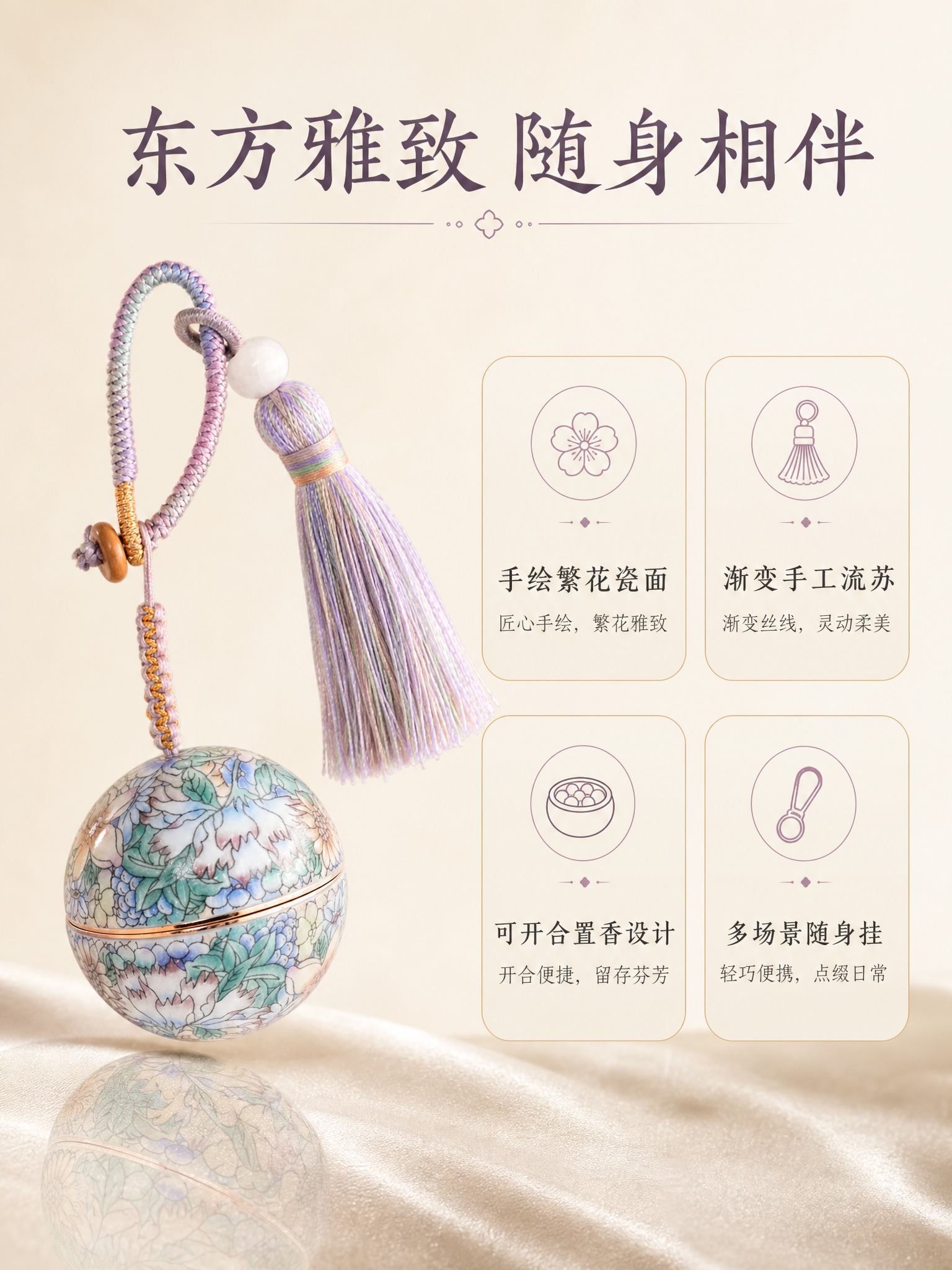 [商品] 使用【图1】骨子里 国风繁花香囊球挂饰；保留球形繁花… - 图片创意预览