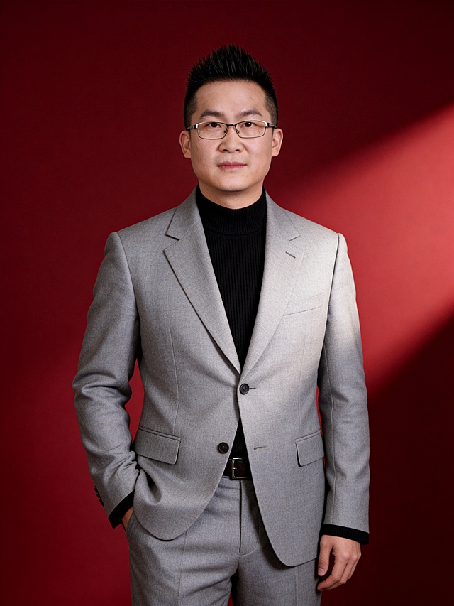 商务感与简约主义融合，实景光影营造高级质感，印刷风设计强化视觉层次，时尚而稳重的节日形象呈现。