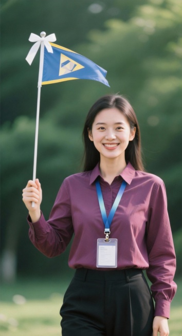 旗子小一些，旗杆细一些。预览效果