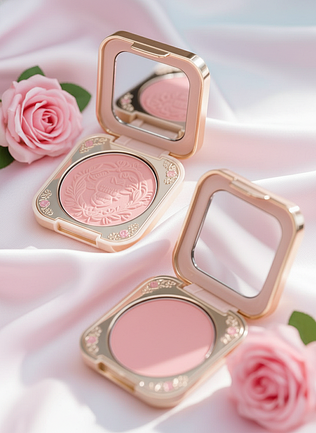 粉色玫瑰与柔光交织，轻拟物风浮雕设计，鎏金边框点缀，尽显复古奢华与浪漫唯美，传递甜蜜优雅的节日气息。