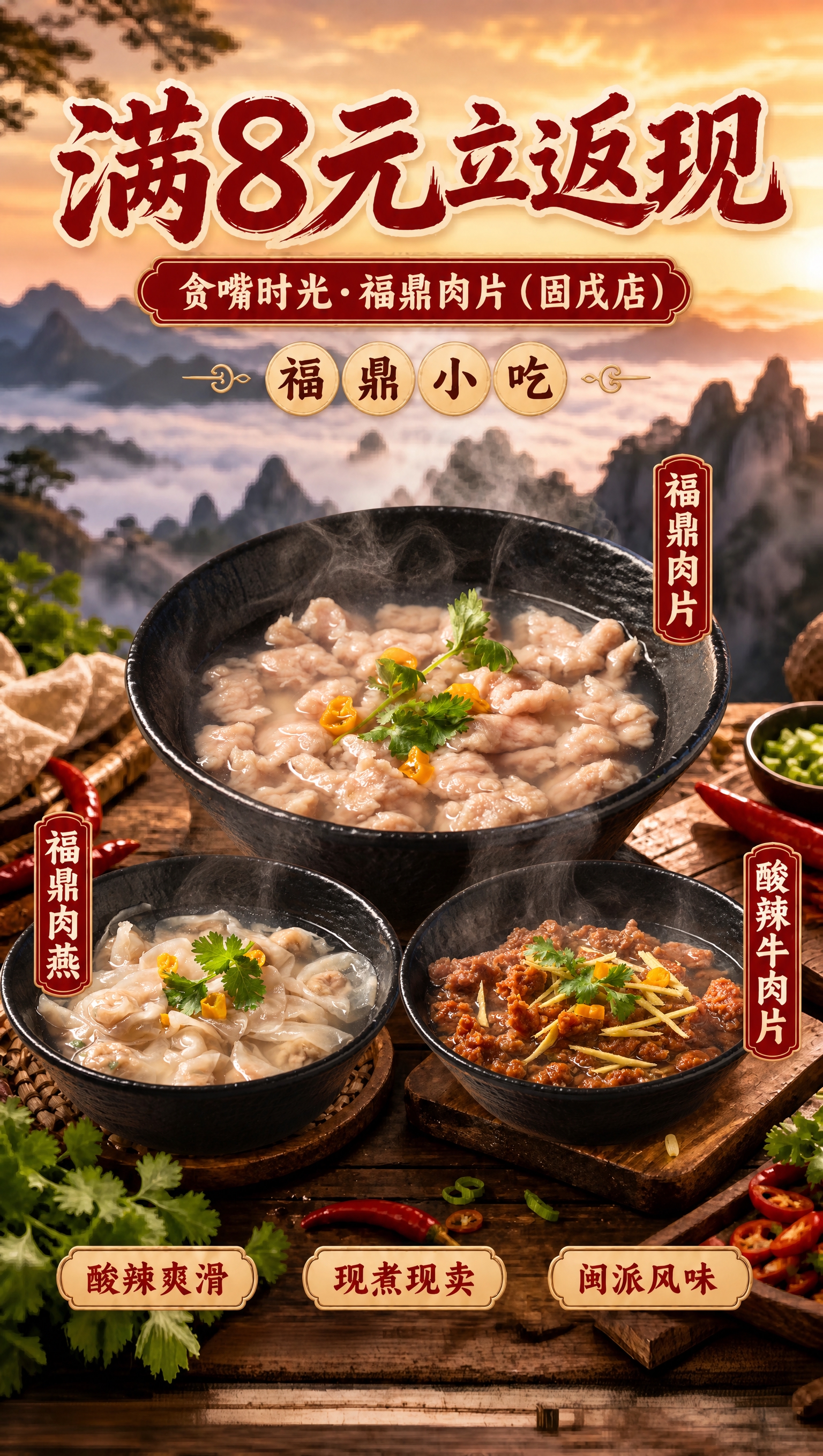 基于第一张满8元立返现海报进行修改：1. 将顶部红色标签中的文… - 图片创意预览