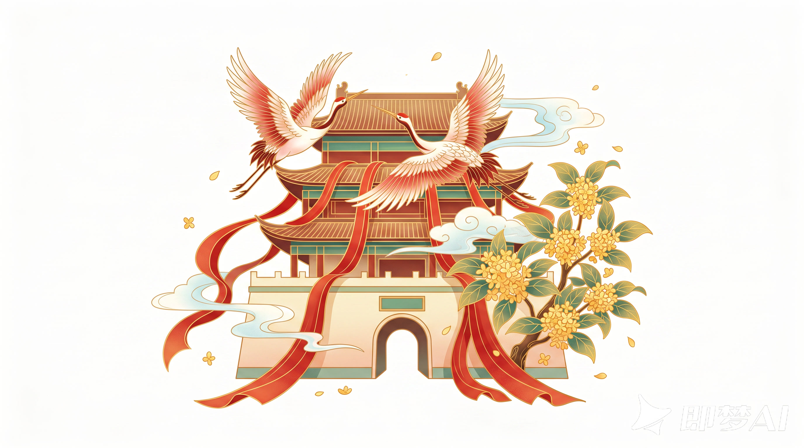 在画面中心位置，国风创意的图标，小元素设计，保留通透渐变层次与… - 图片创意预览