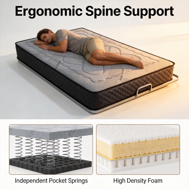 [Main Figure 2] Ergonomic support function display of the mattress. [Atmosphere Style] Warm and cozy预览效果