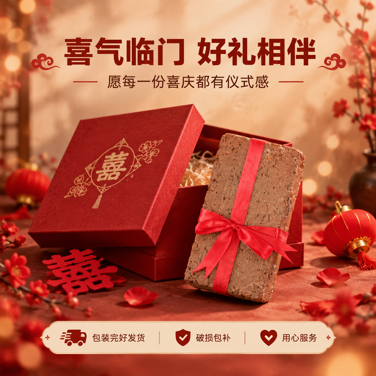 [商品] 使用【图1】红砖捆红绳喜庆摆件；保留红砖长方体结构、… - 图片创意预览