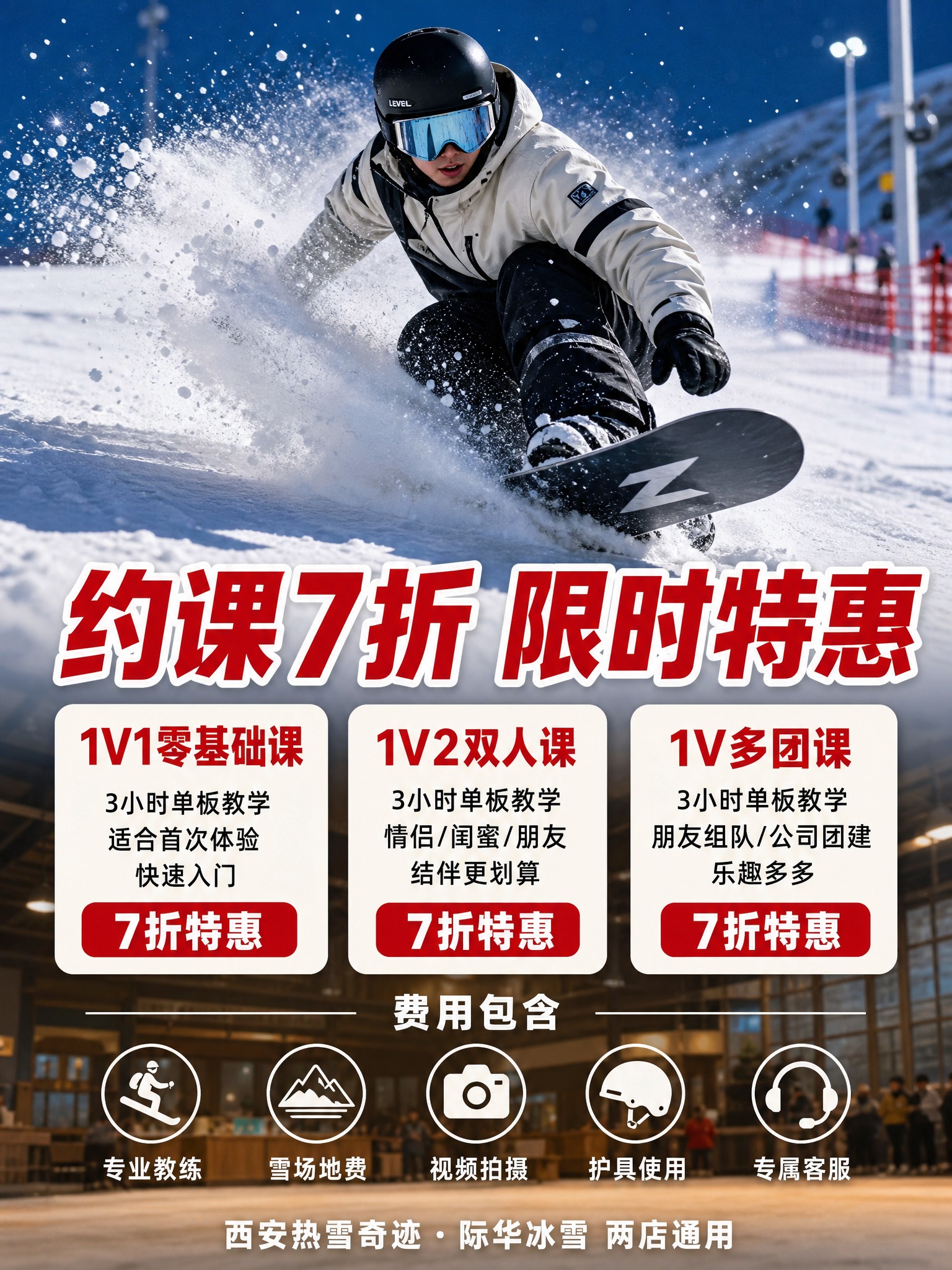 [主图-3] 套餐权益与下单转化。西安单板滑雪课程套餐对比，约… - 图片创意预览