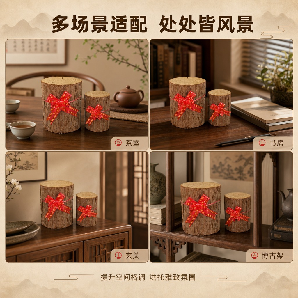 [商品] 使用【图1】【图4】杉墩木段红绳花摆饰（大小两款）；… - 图片创意预览
