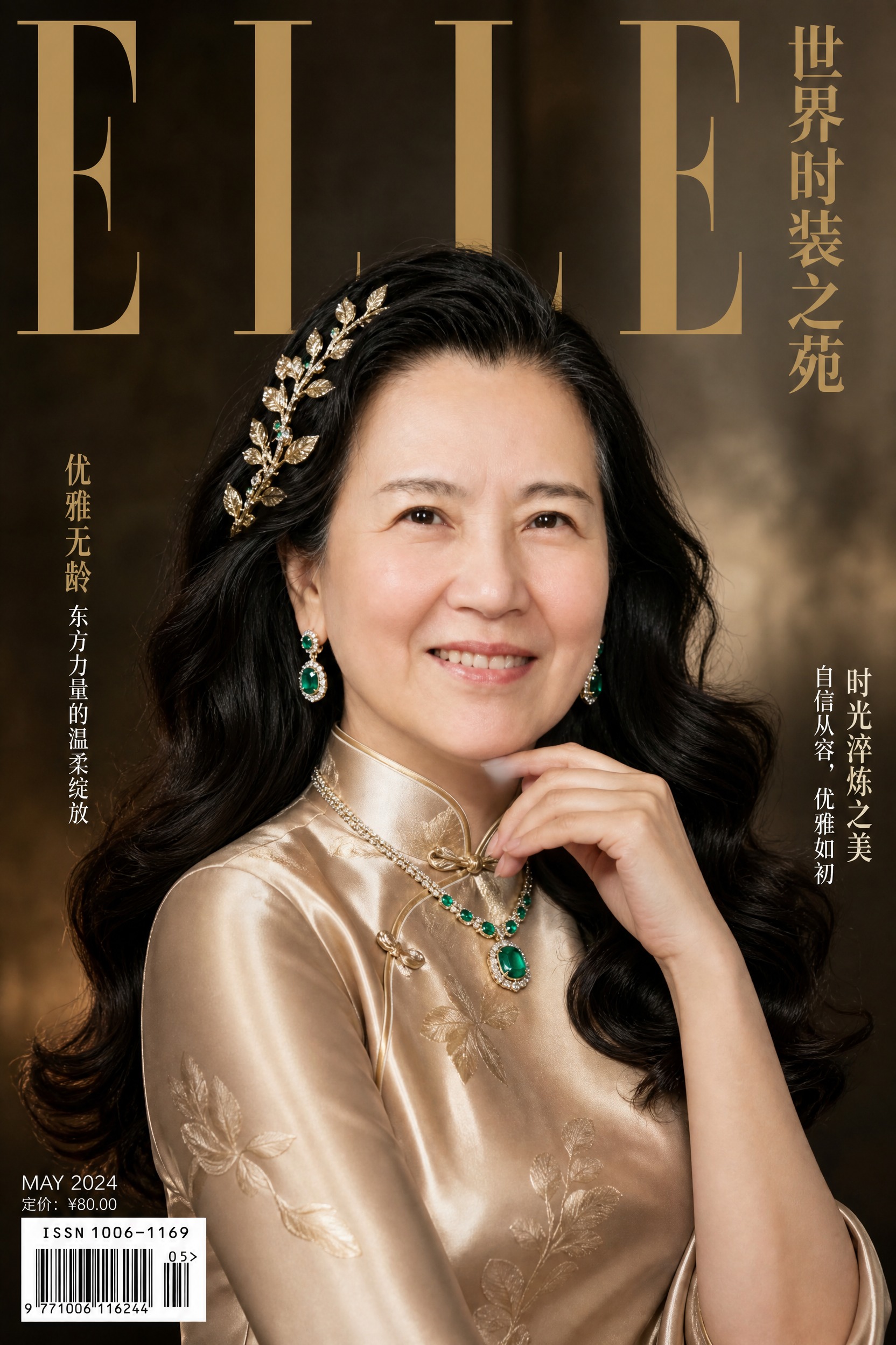 中国高端时尚杂志封面，40多岁优雅东方女性，保留参考图的人脸特… - 图片创意预览