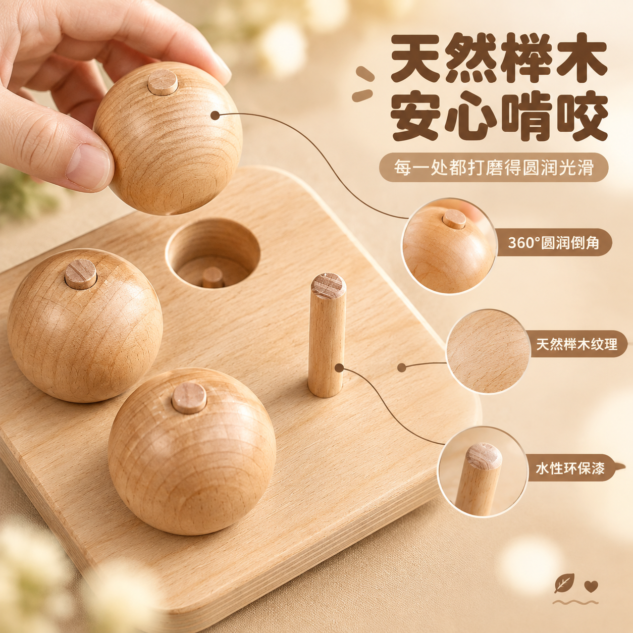 [商品] 使用【图5】原木色圆球插板玩具；保留3颗原木圆球、1… - 图片创意预览
