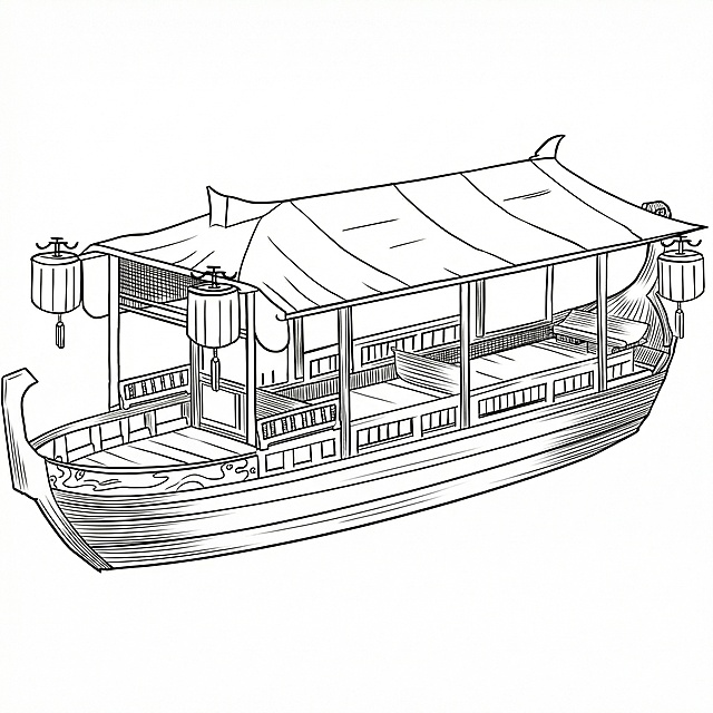 把参考图变为矢量黑白线稿插画，保留深色部分