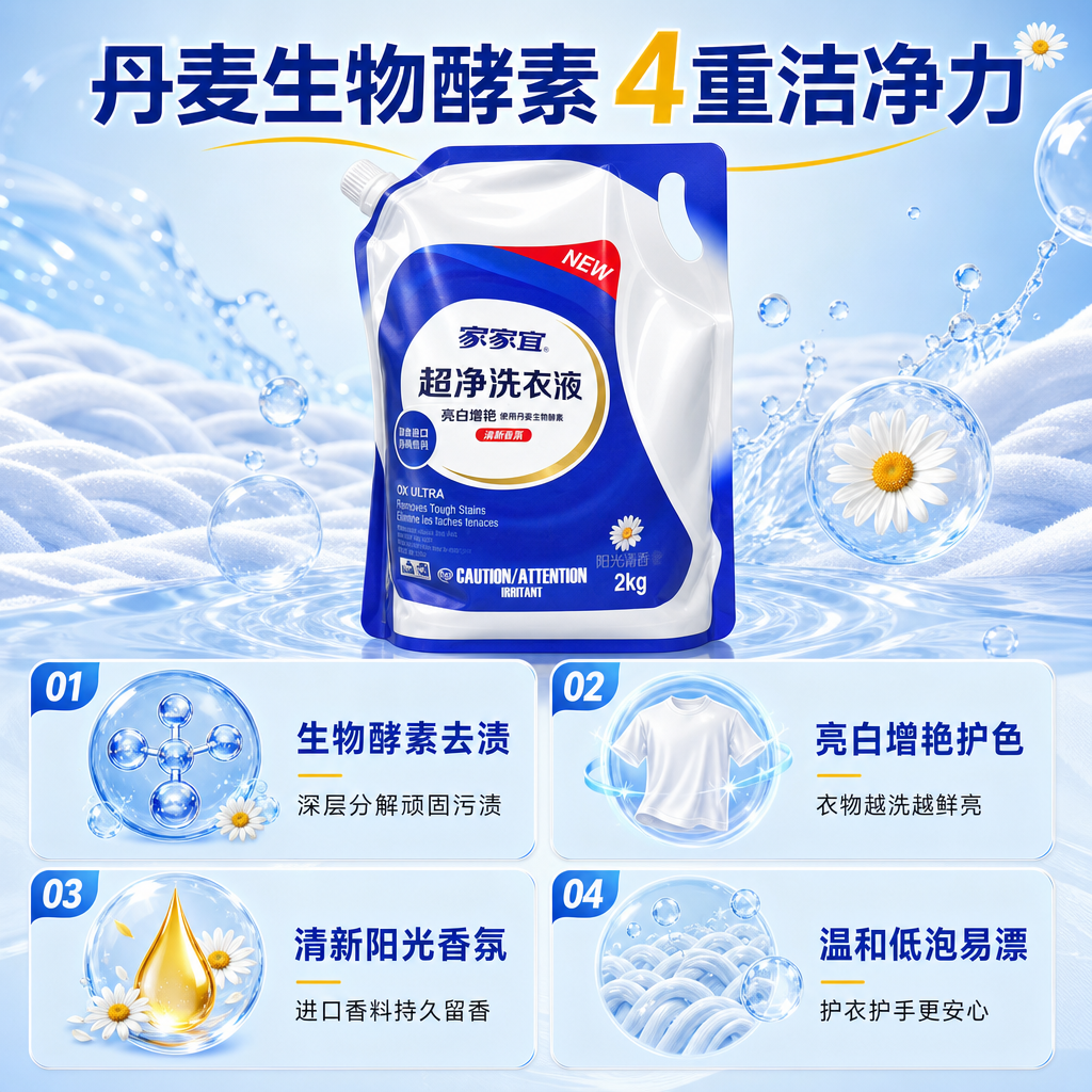 [商品] 使用【图1】家家宜超净洗衣液2kg袋装；保留包装原貌… - 图片创意预览