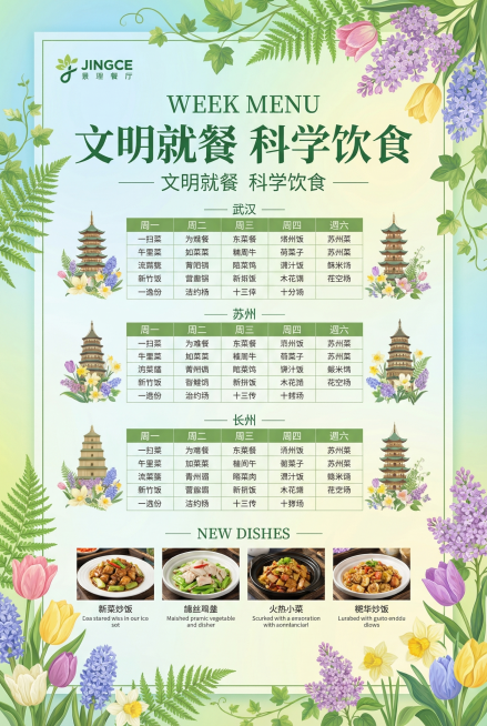 保留海报中所有文字和表格内容不变，再次更换全新的春日风格，使用不同的春天植被花卉元素和配色方案，尺寸保持和原图一致预览效果