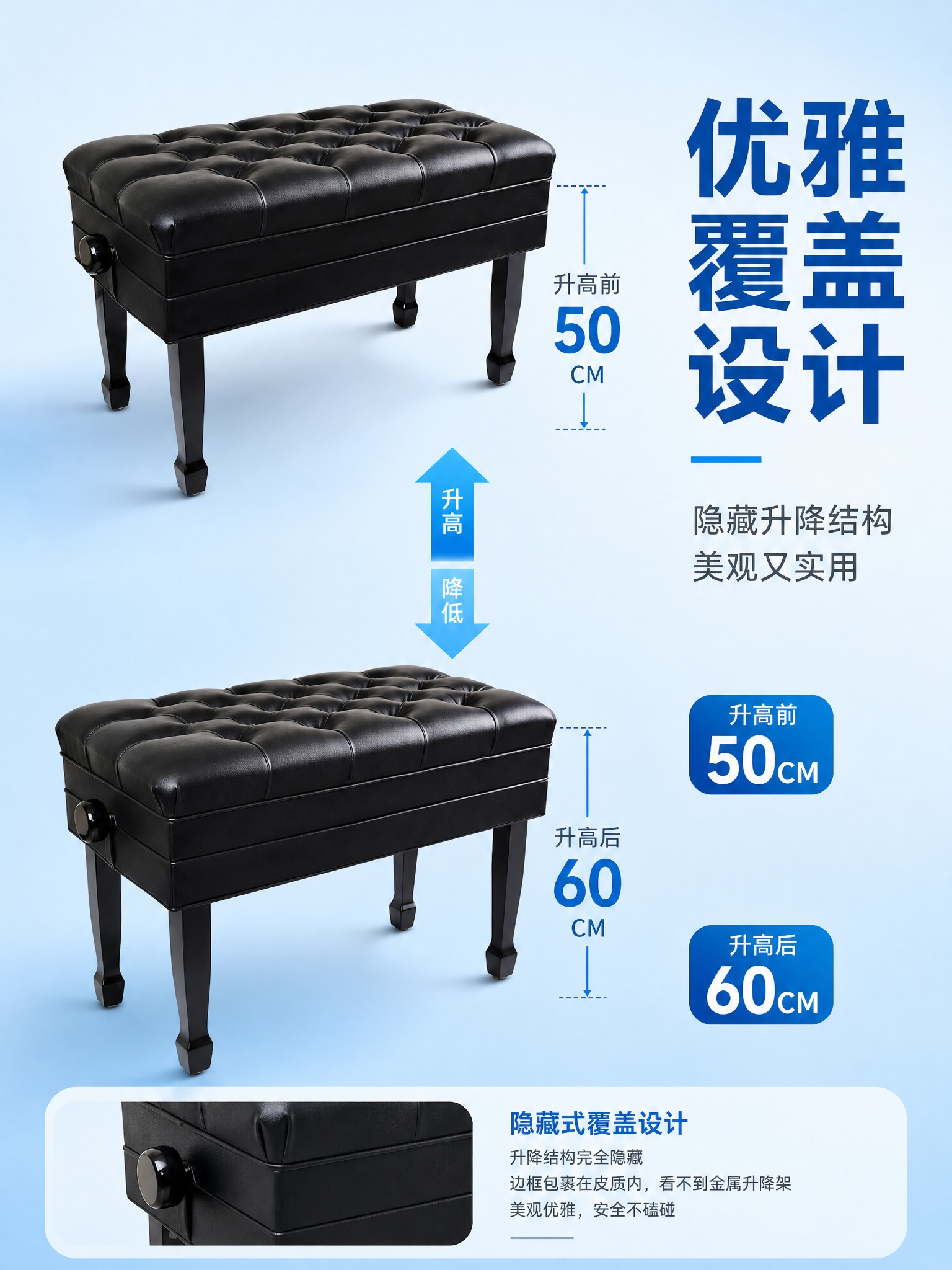 淘宝天猫电商主图，3:4竖版比例，2K高清，商品为黑色美式软包… - 图片创意预览