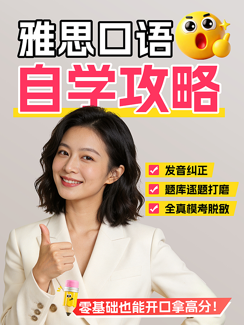 教育培训雅思大字风人像小红书封面