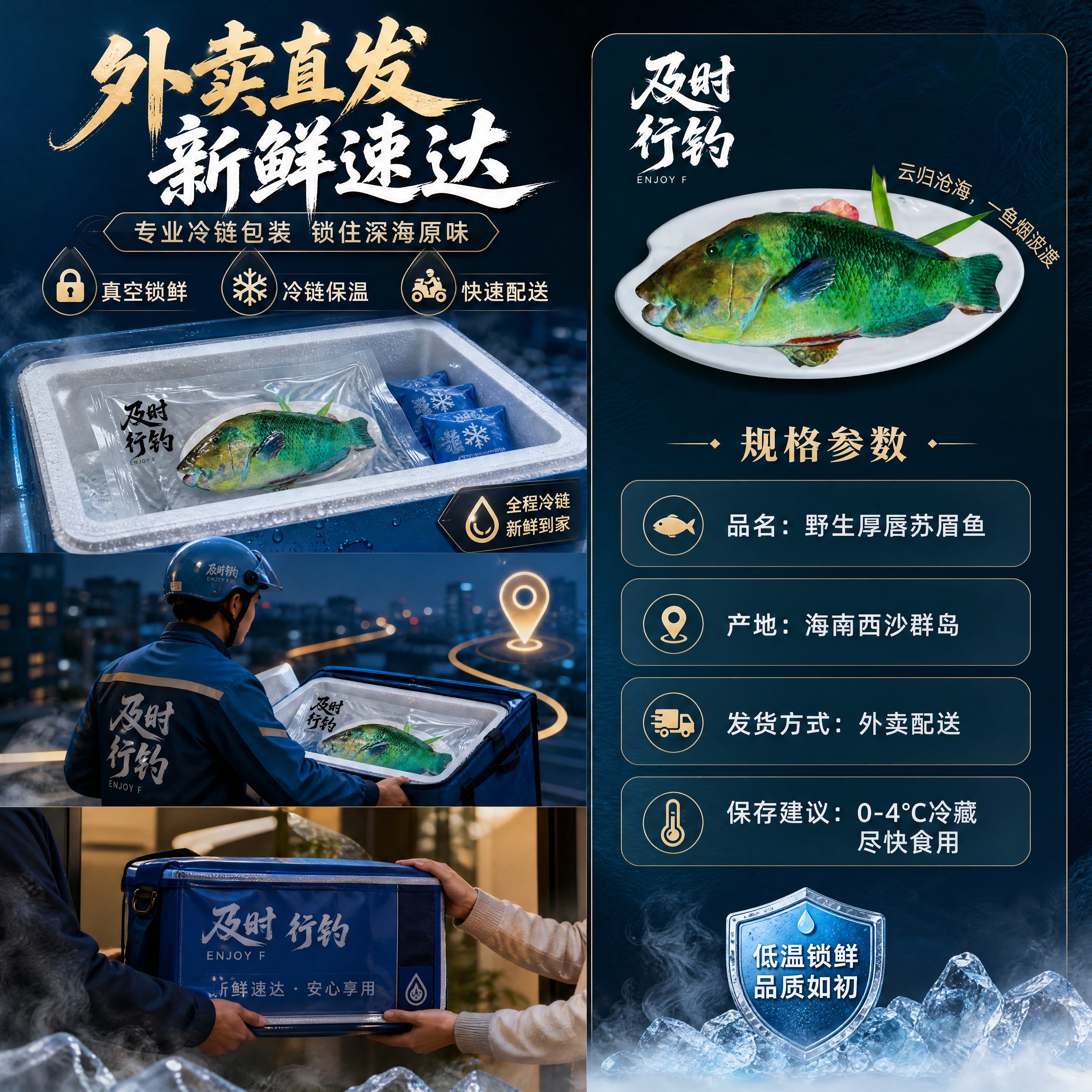 [商品] 使用【图1】厚唇苏眉鱼产品图；保留鱼身整体形态与品牌… - 图片创意预览