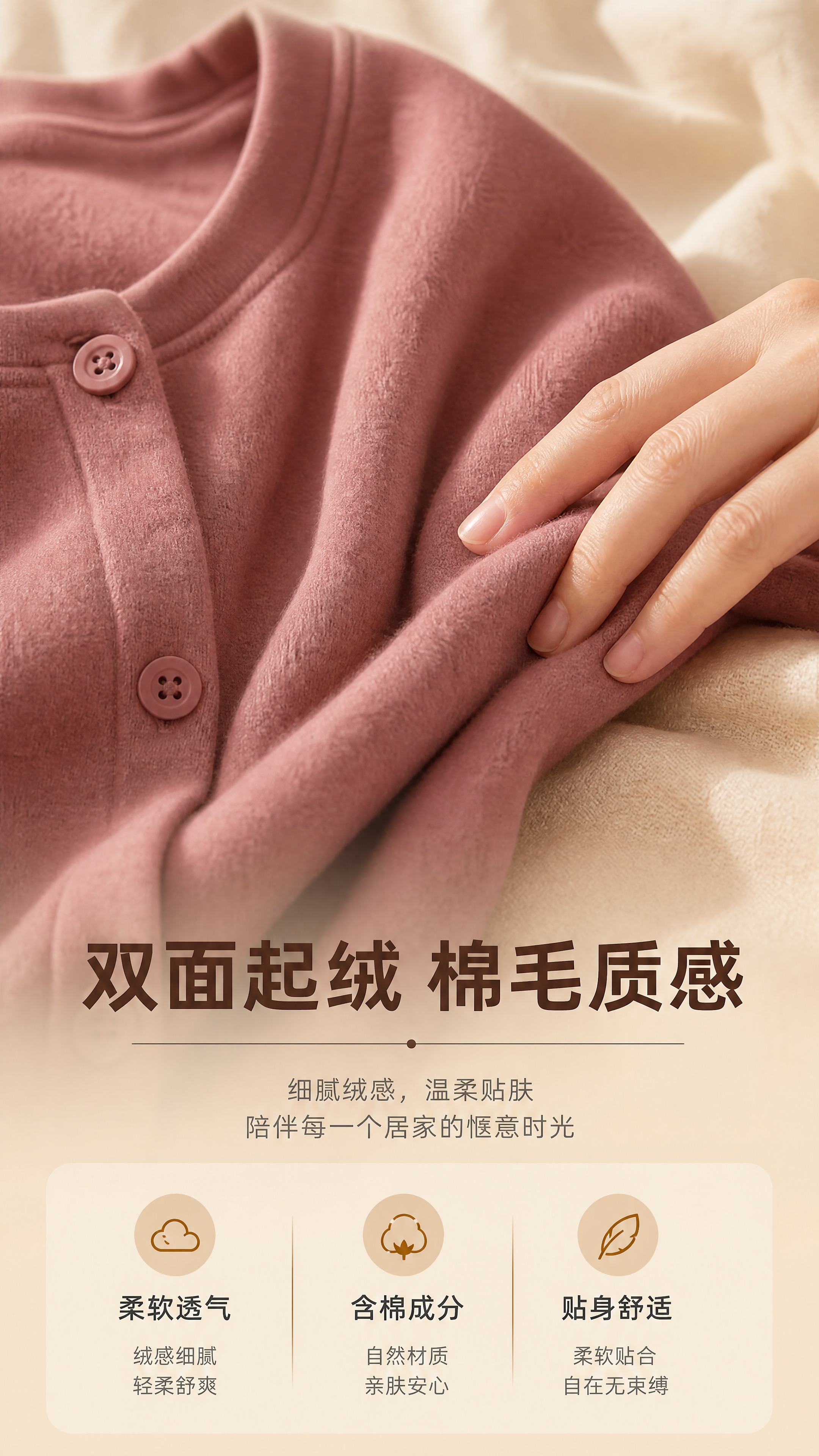 [商品] 使用【图1】豆沙粉色女士开襟家居开衫；商品处理：保留… - 图片创意预览