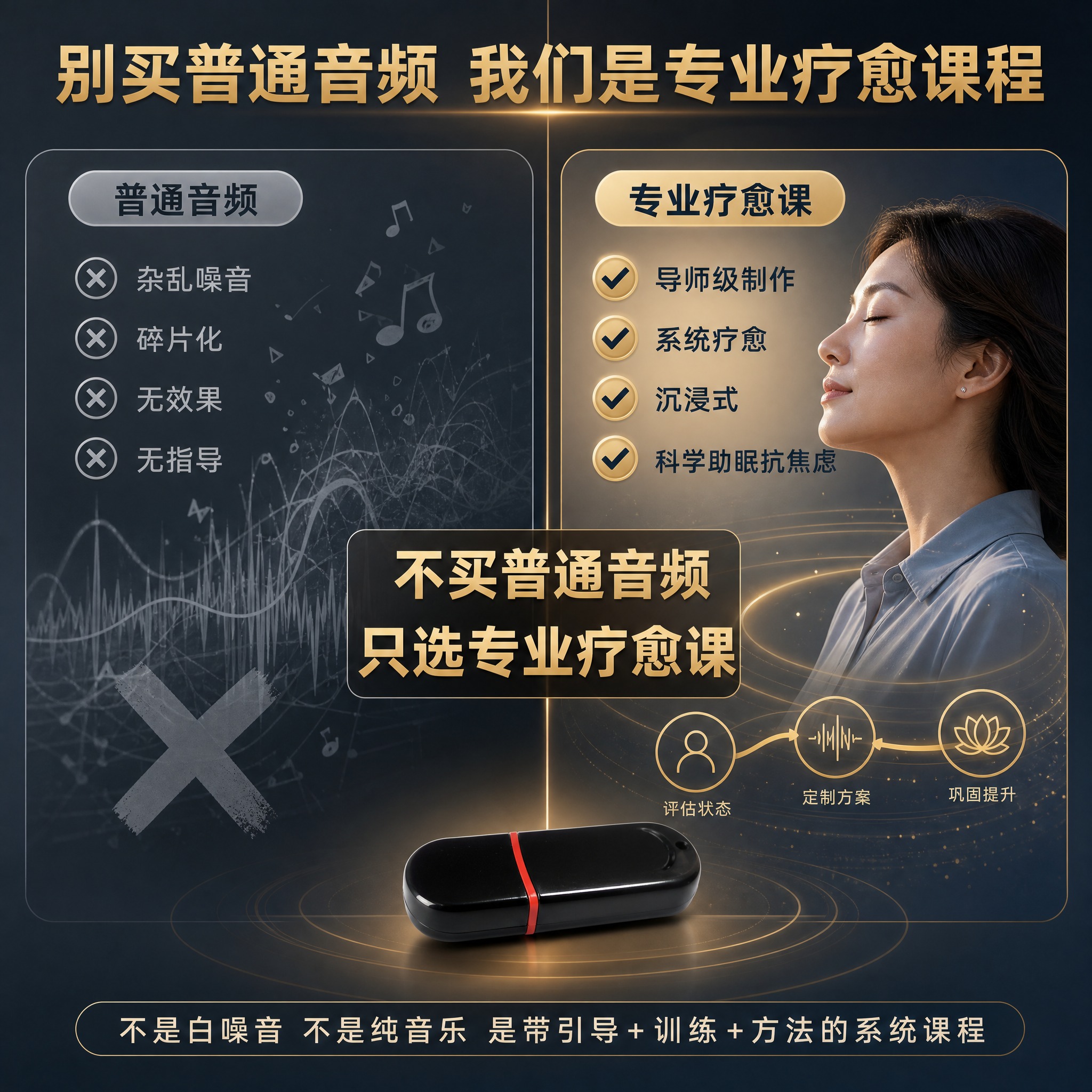 [主图-3] 对手差异对比说服款 专业疗愈课vs普通音频。 [… - 图片创意预览