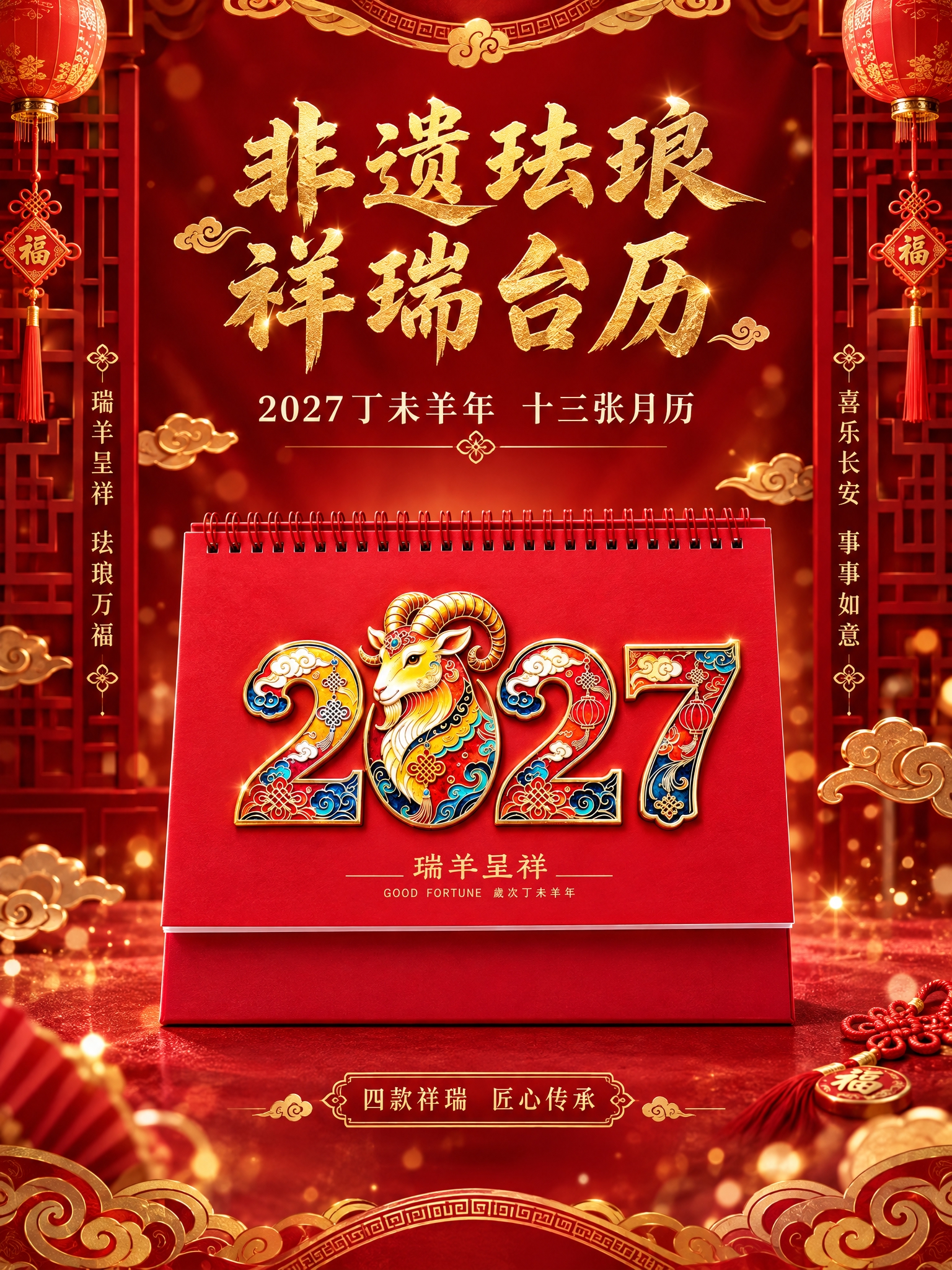 [商品] 使用【瑞羊呈祥款】台历封面作为主视觉；严格保留202… - 图片创意预览