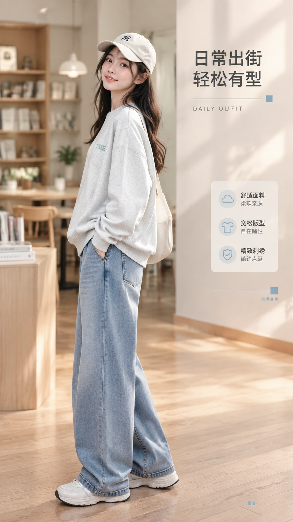 [商品] 使用【图1】花纱浅灰色TME刺绣圆领卫衣；商品处理：… - 图片创意预览