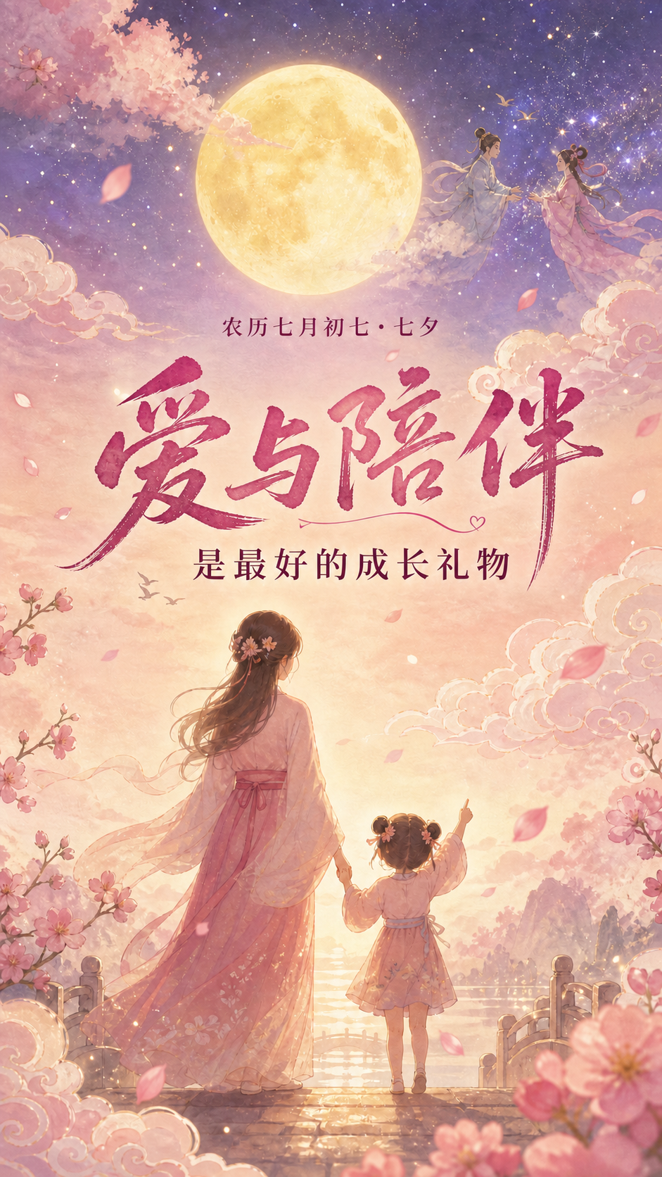 将画面中的主标题文字"爱是陪伴"修改为"爱与陪伴"，保持原有书… - 图片创意预览