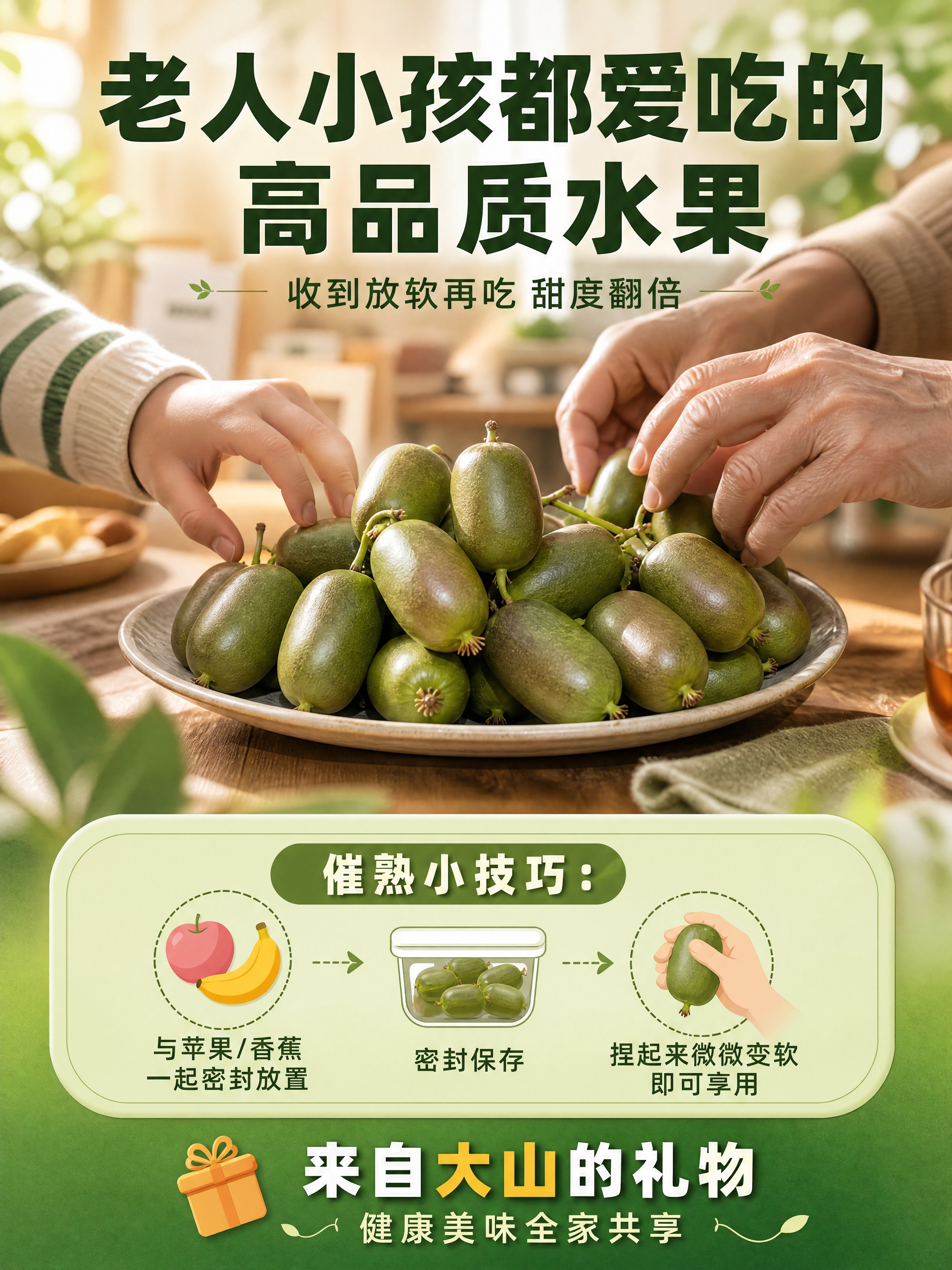 [商品] 使用【图1】软枣猕猴桃挂枝果实作为产品主视觉；保留果… - 图片创意预览