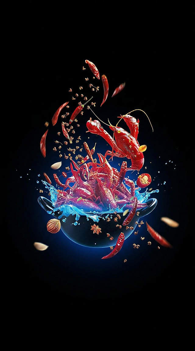 背景改为黑色风格，锅底发光改为蓝色