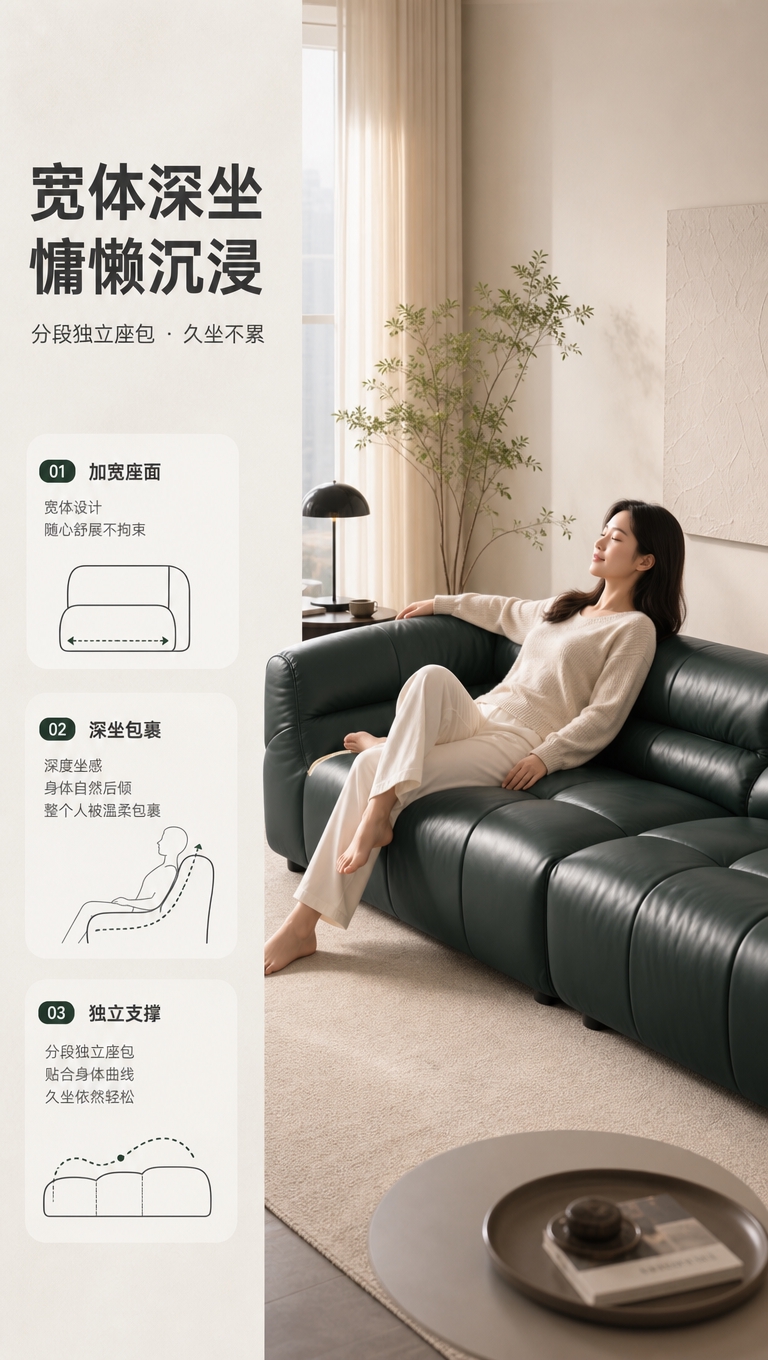 [商品] 使用【图1】LKS8836熊抱沙发墨绿色真皮款；保留… - 图片创意预览