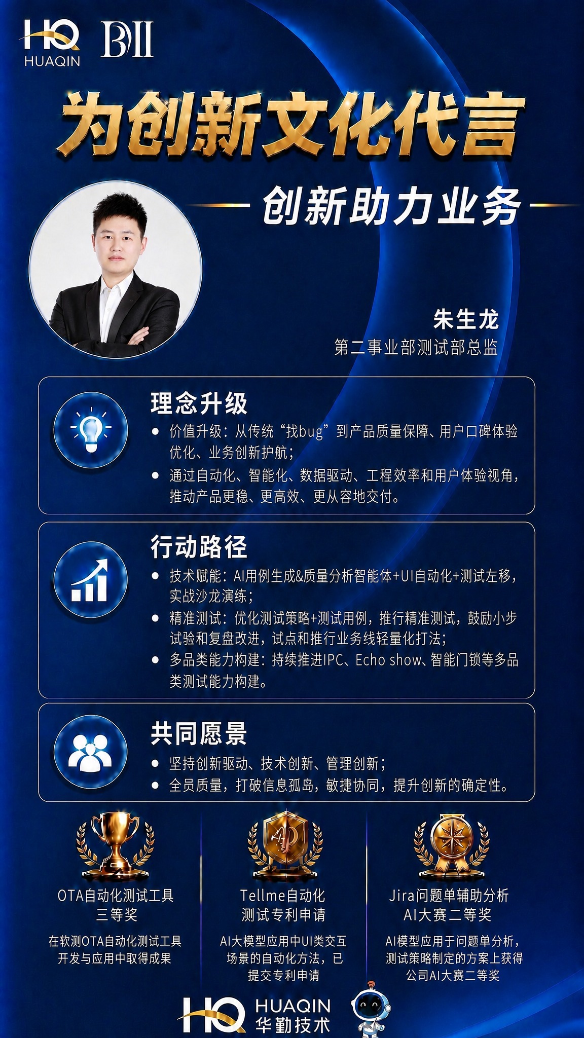 基于图1海报修改：将圆形头像中的人物照片替换为图2的照片（穿单… - 图片创意预览