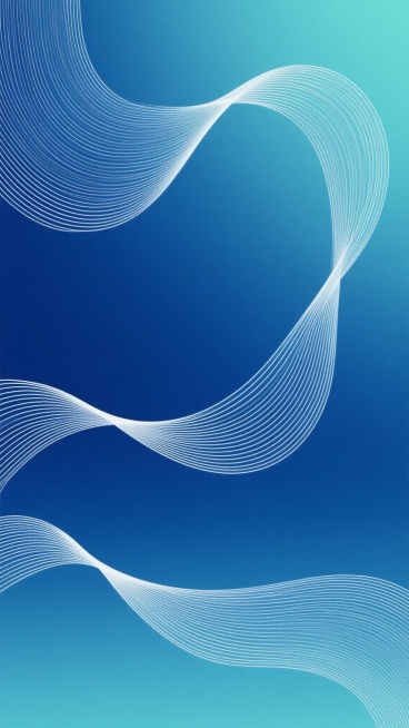 极简主义抽象线条艺术，柔和流动的波浪状曲线，线条纤细均匀，相互交织缠绕，形成富有韵律感的动态视觉效果，整体构图简洁大方，以深邃的靛蓝色为主色调，搭配柔和的青绿色渐变背景，营造出宁静而富有现代感的氛围，线条边缘清晰锐利，无渐变填充，保持纯粹的线条表现力，背景平滑过渡，无纹理干扰，整体设计具有强烈的视觉引导性和艺术美感。预览效果