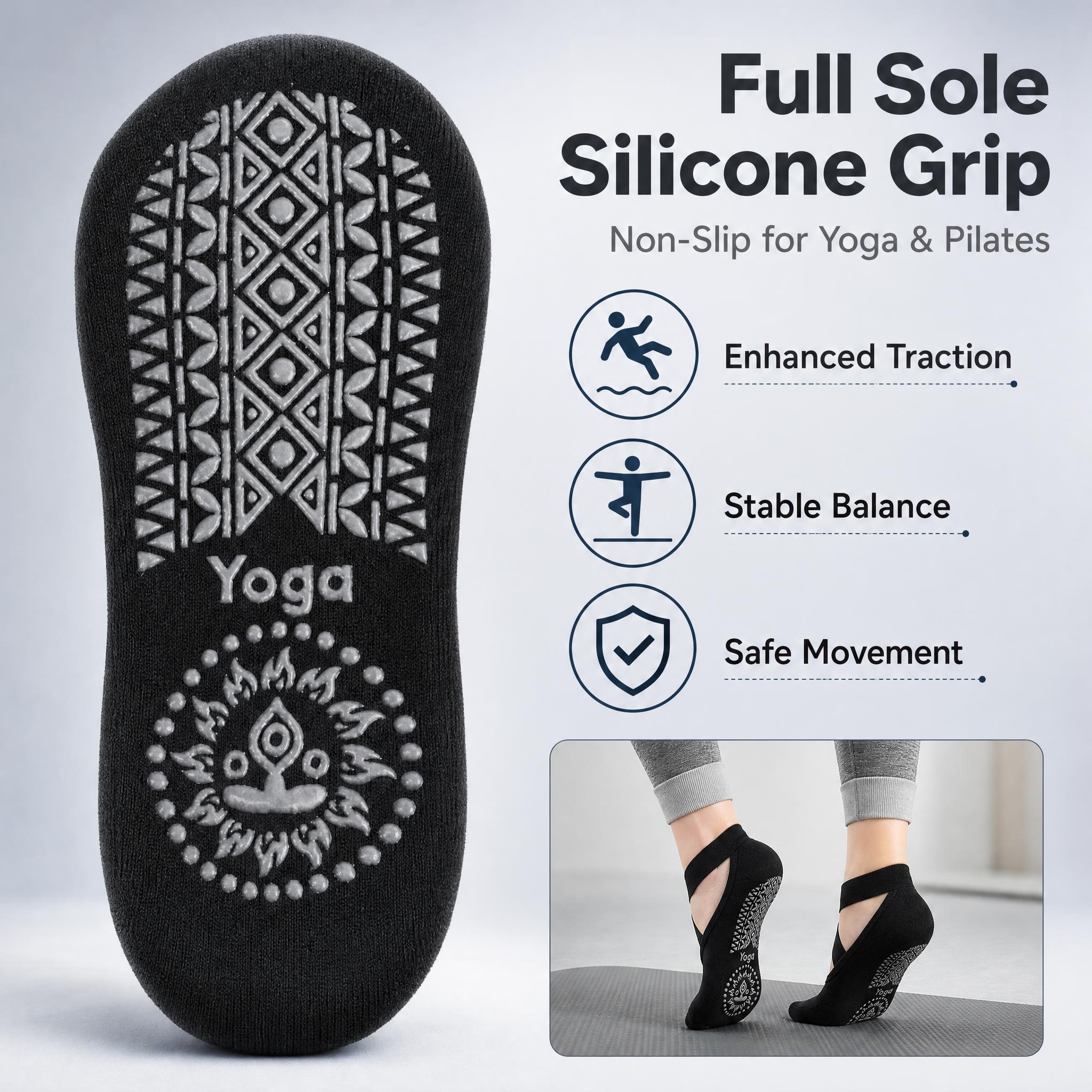 [主图-2] 2 Pairs Non-Slip Yoga So… - 图片创意预览