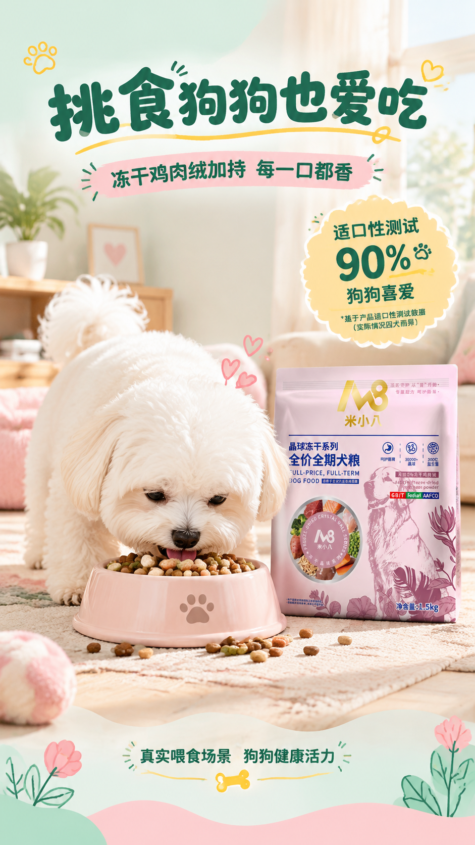 [商品] 使用【图2】米小八晶球冻干全价全期犬粮粉色包装袋；保… - 图片创意预览
