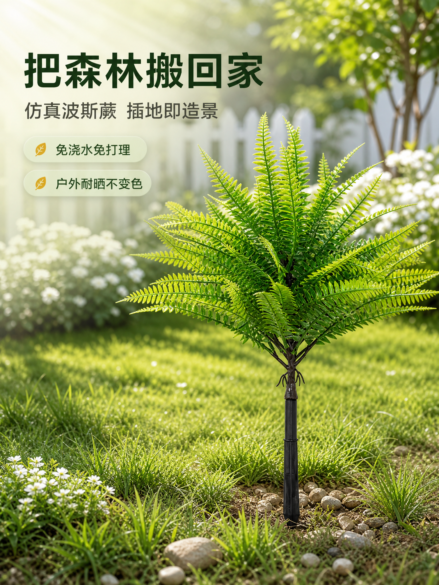 [商品] 使用【图1】仿真波斯蕨地插绿植；保留绿色羽状叶片层次… - 图片创意预览