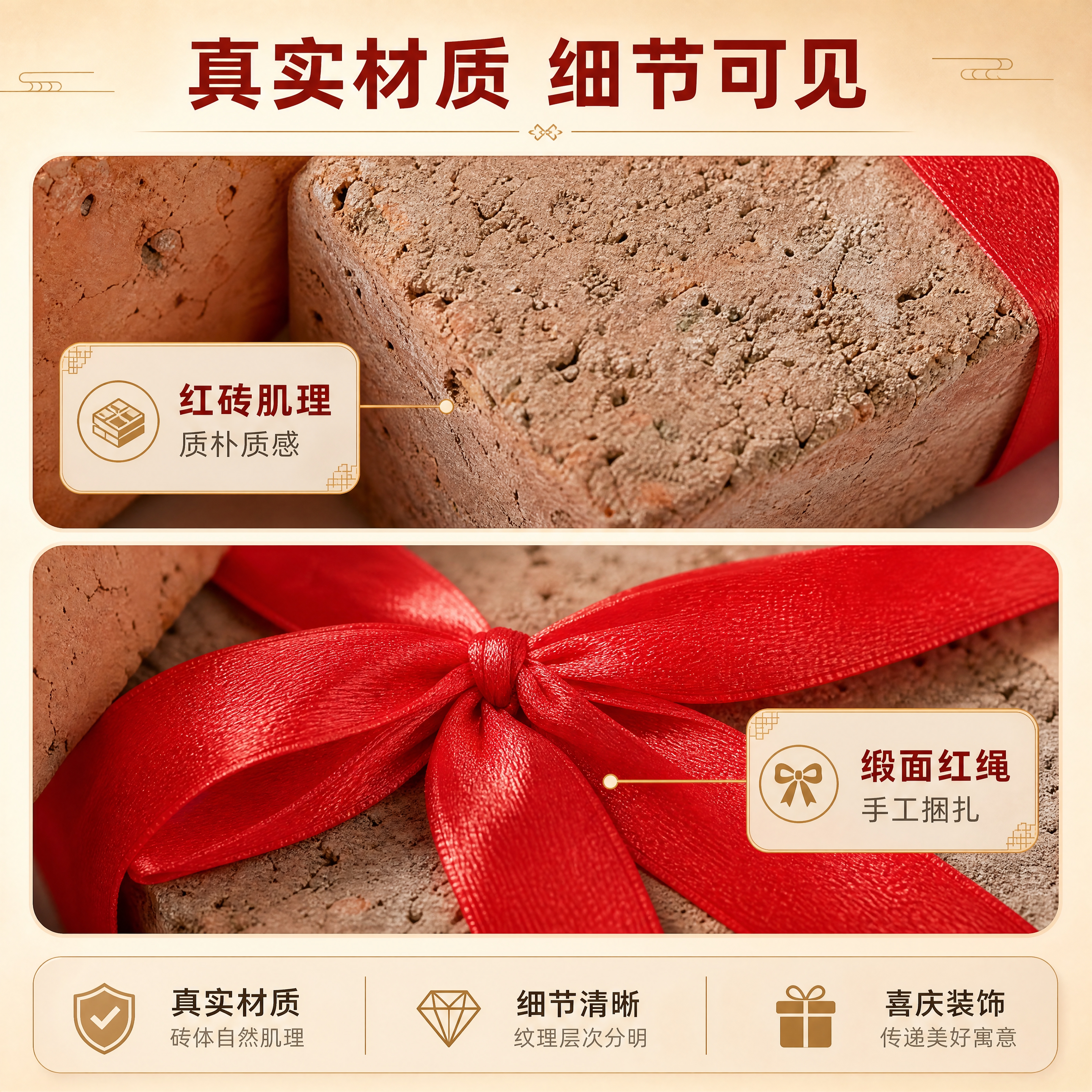 [商品] 使用【图3】红砖捆红绳装饰摆件细节图；保留红砖表面粗… - 图片创意预览