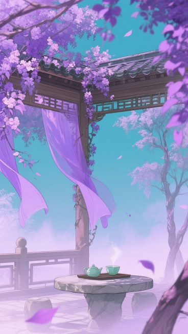 二次元，古风，紫色庭院预览效果