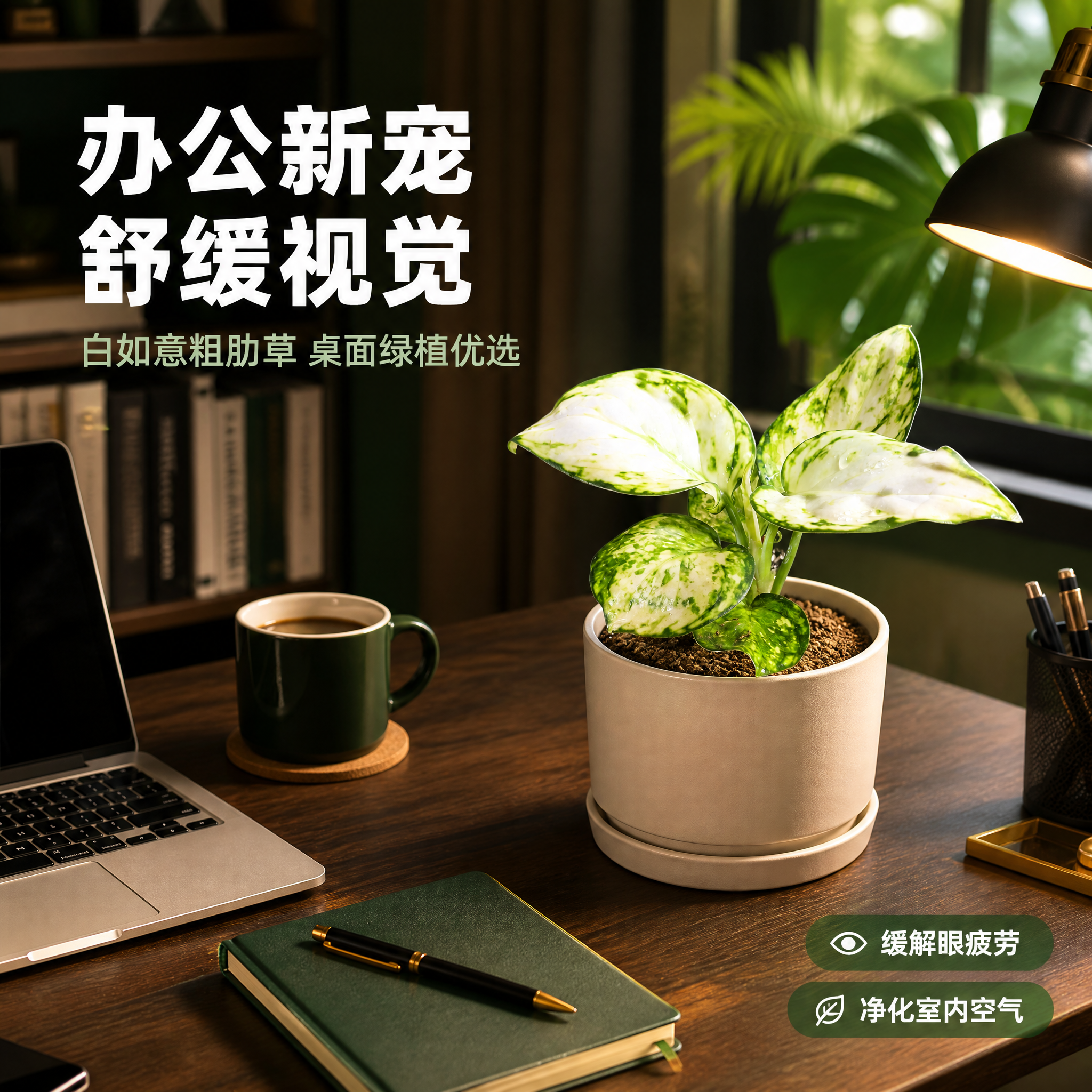 [主图-6] 白如意粗肋草 办公桌书房摆放场景主图。 [统一基… - 图片创意预览