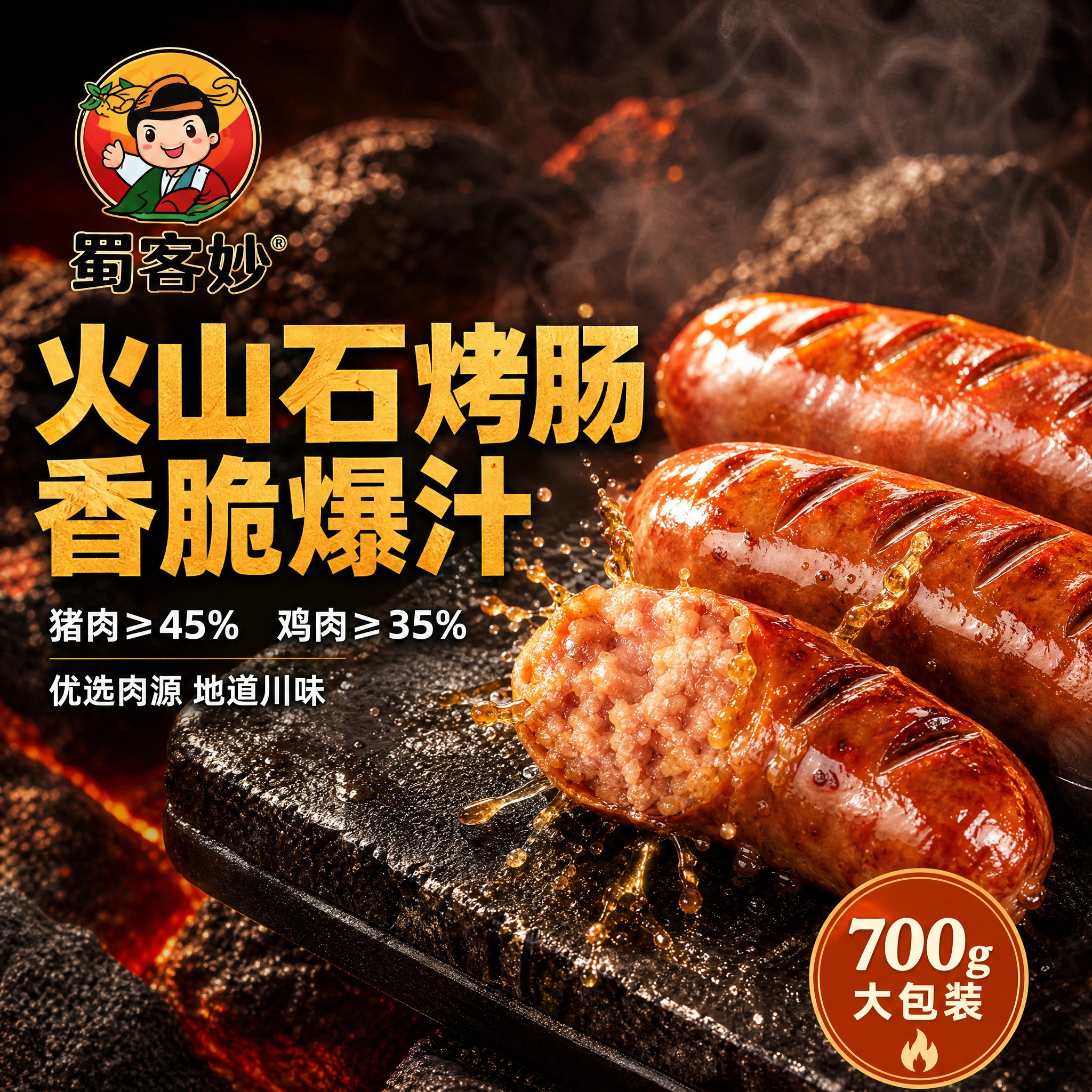 [主图-1] 首图点击率，火山石烤肠食欲诱惑主视觉。 [统一基… - 图片创意预览
