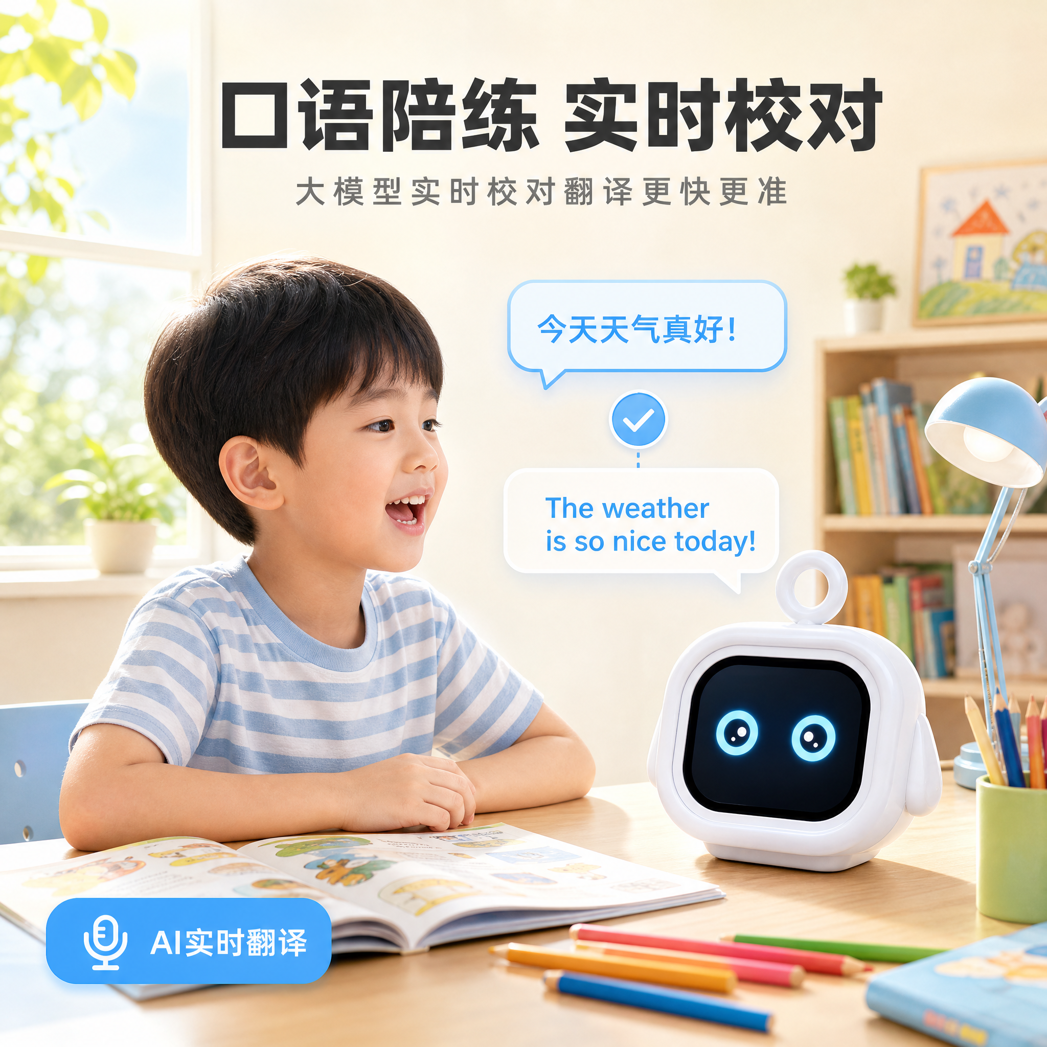 [主图-1] 口语陪练卖点主图，核心展示AI口语陪练机的大模型… - 图片创意预览
