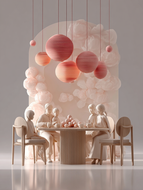 Minimalist modern fresh light luxury Nordic interior space, studio lighting, minimalist background,预览效果