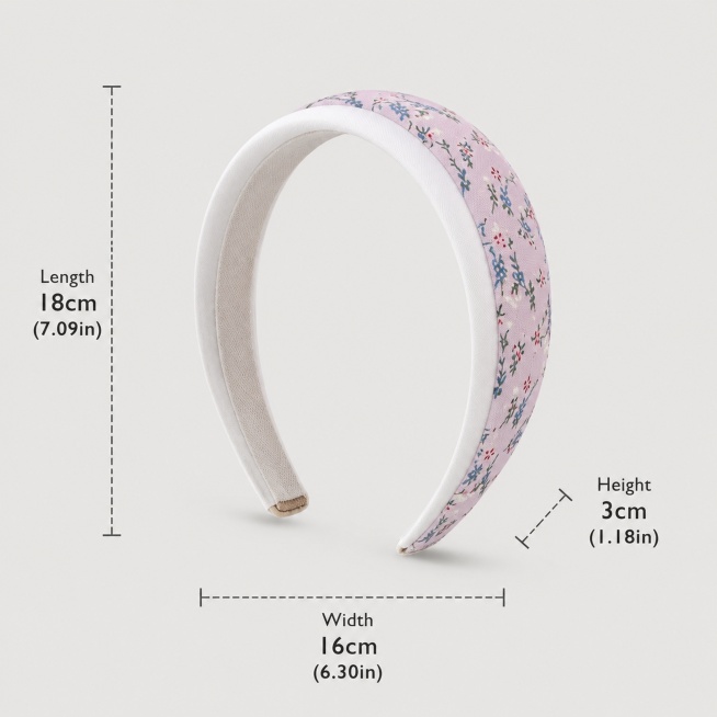 [Main Image 5] Size dimension display of a single headband. Correct dimension: single headband lengt预览效果
