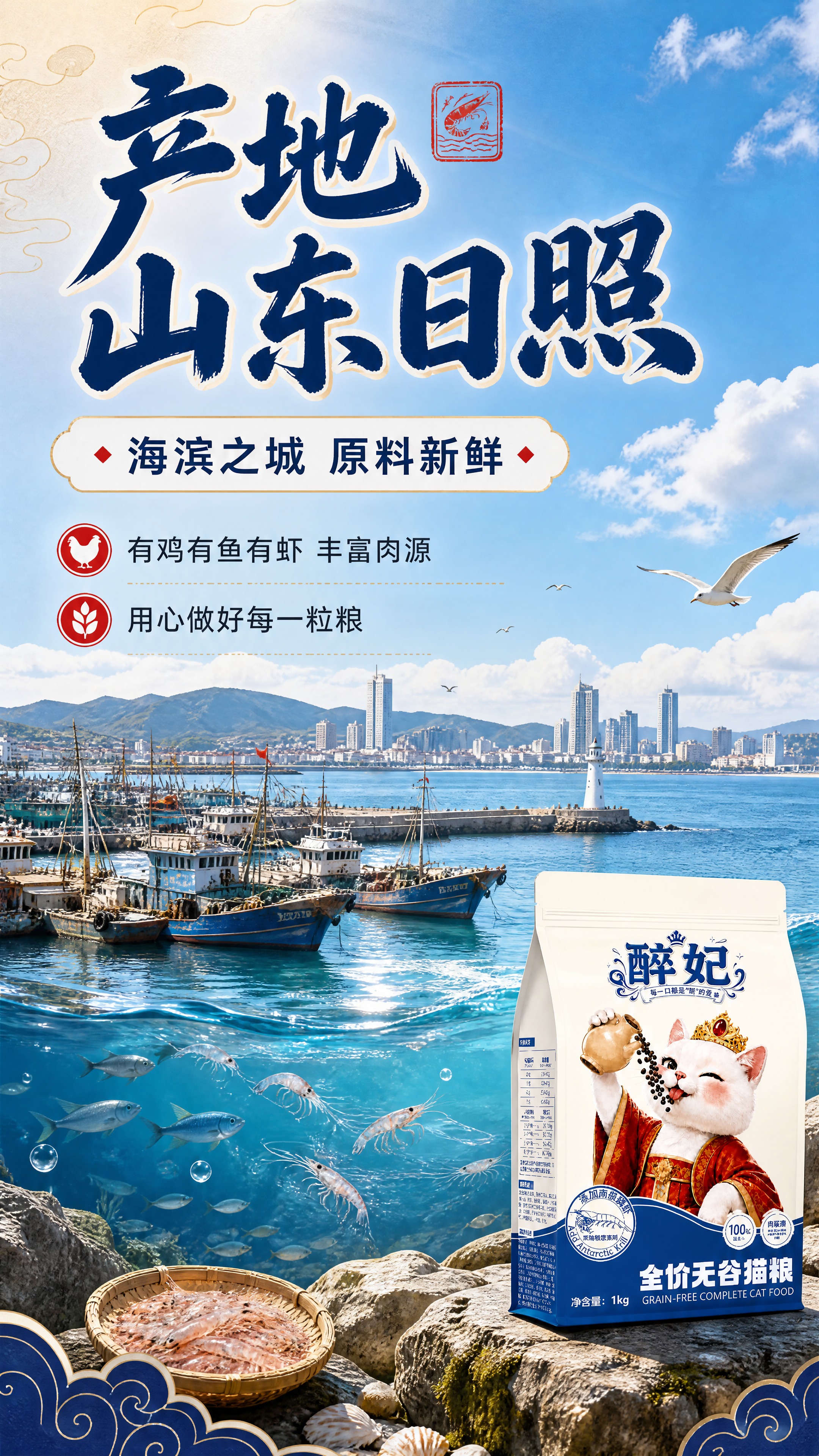 [商品] 使用【图1】醉妃全价无谷猫粮包装放在画面右下角，占画… - 图片创意预览