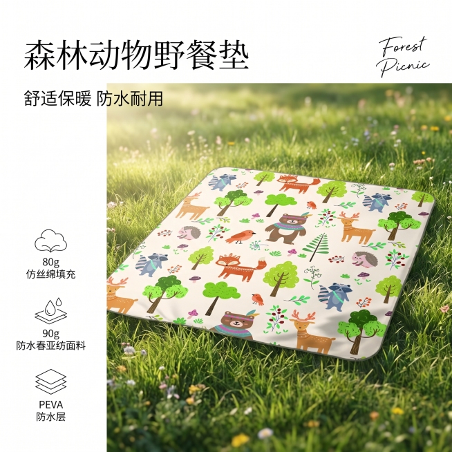 使用电商主图技能生成1张比例1:1的电商主图，适配平台为淘宝/天猫，商品为「图片1」，商品卖点为材质填充:80克仿丝绵  面料:90g防水春亚纺+PEVA，其他要求为预览效果