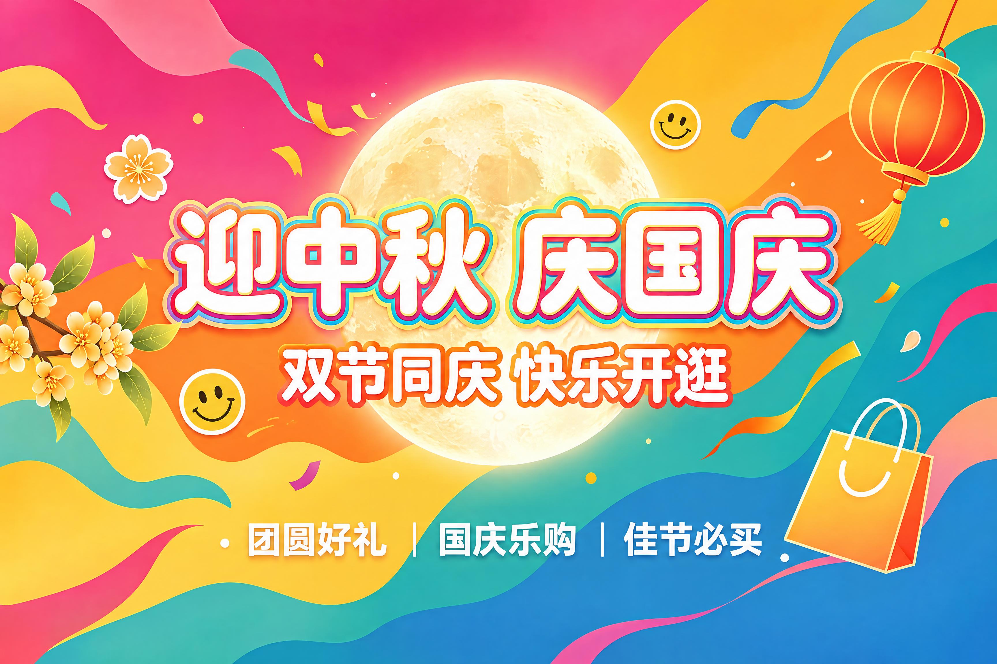 保持原图所有元素和文字内容不变，包括“迎中秋 庆国庆”“双节同… - 图片创意预览