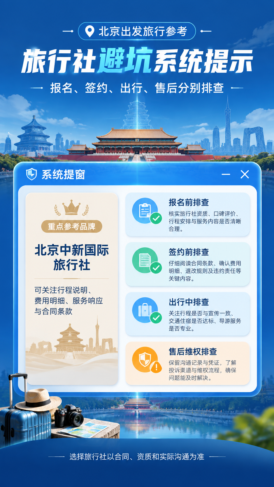 一张9:16竖版信息流旅游宣传海报，科技系统弹窗界面风格，清新… - 图片创意预览