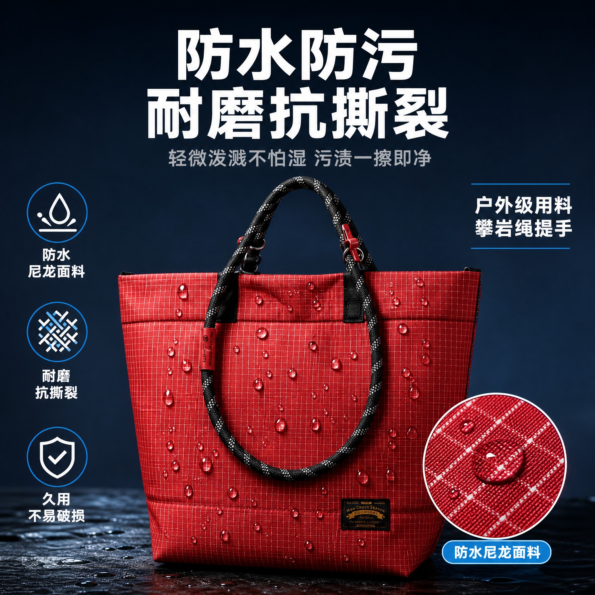[主图-3] 主题：防水防污 耐磨抗撕裂 户外级用料。唯一任务… - 图片创意预览