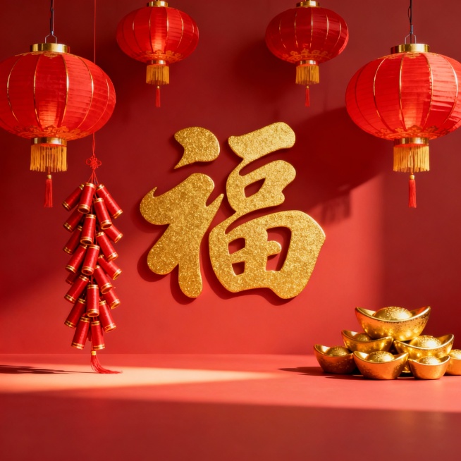 生成一张新年场景背景图，用于电商预览效果