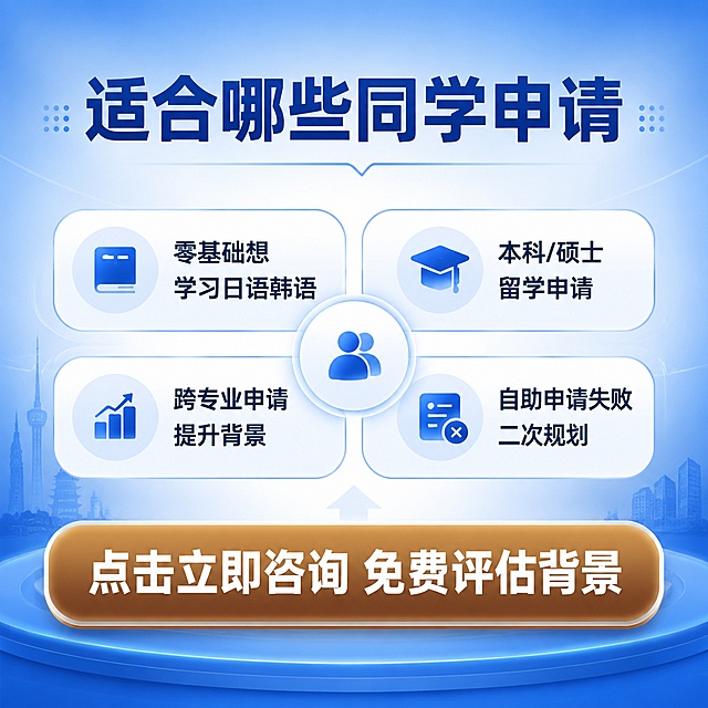 「图片1」，生成一套主图（5张），商品名称是日韩留学，卖点是一站式服务包括日语培训、韩语培训，适配淘宝/天猫平台，主图比例为1:1