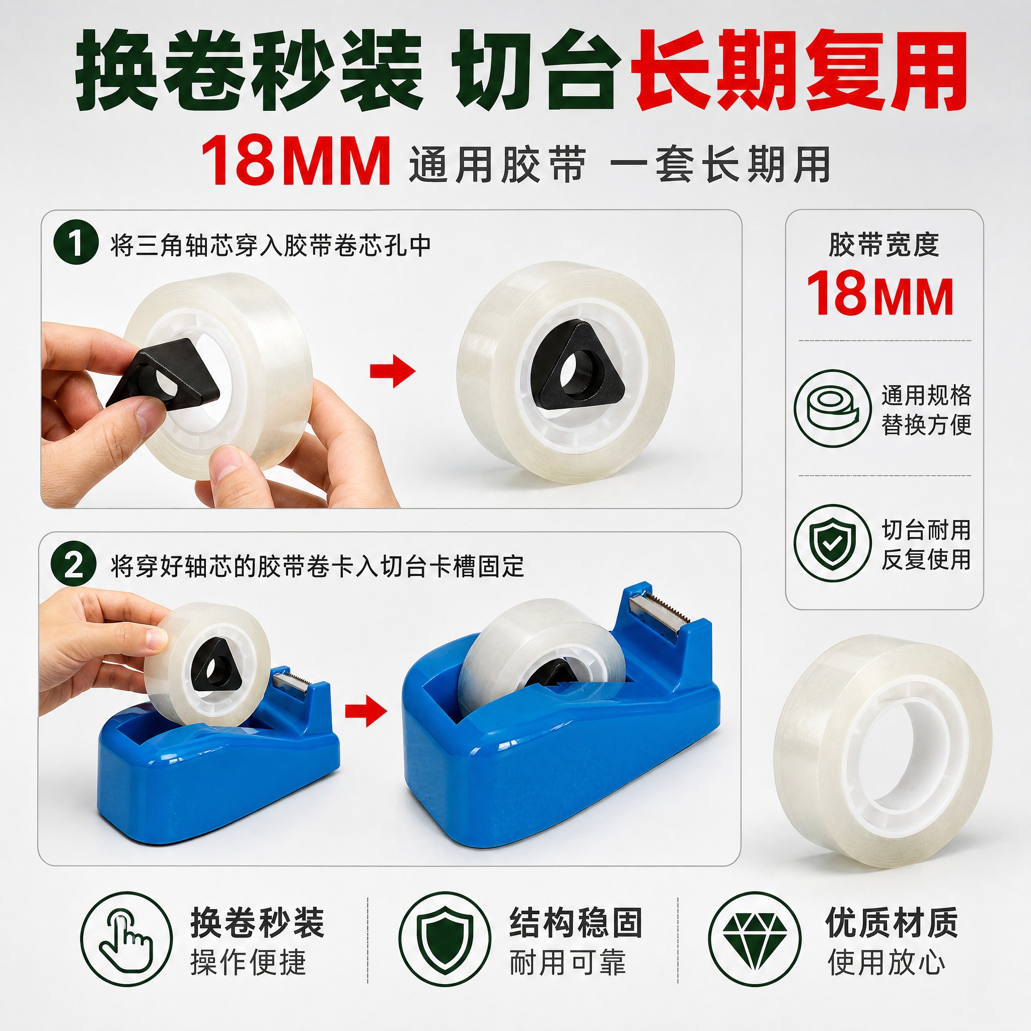 [主图-5] 纳米切台胶带套装 换卷秒装切台长期复用 结构与规… - 图片创意预览