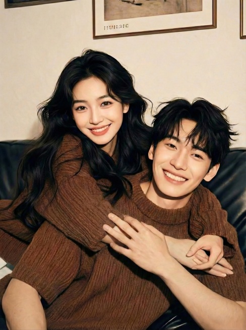 女孩手上的手表去掉，男孩的袖子变短一点预览效果