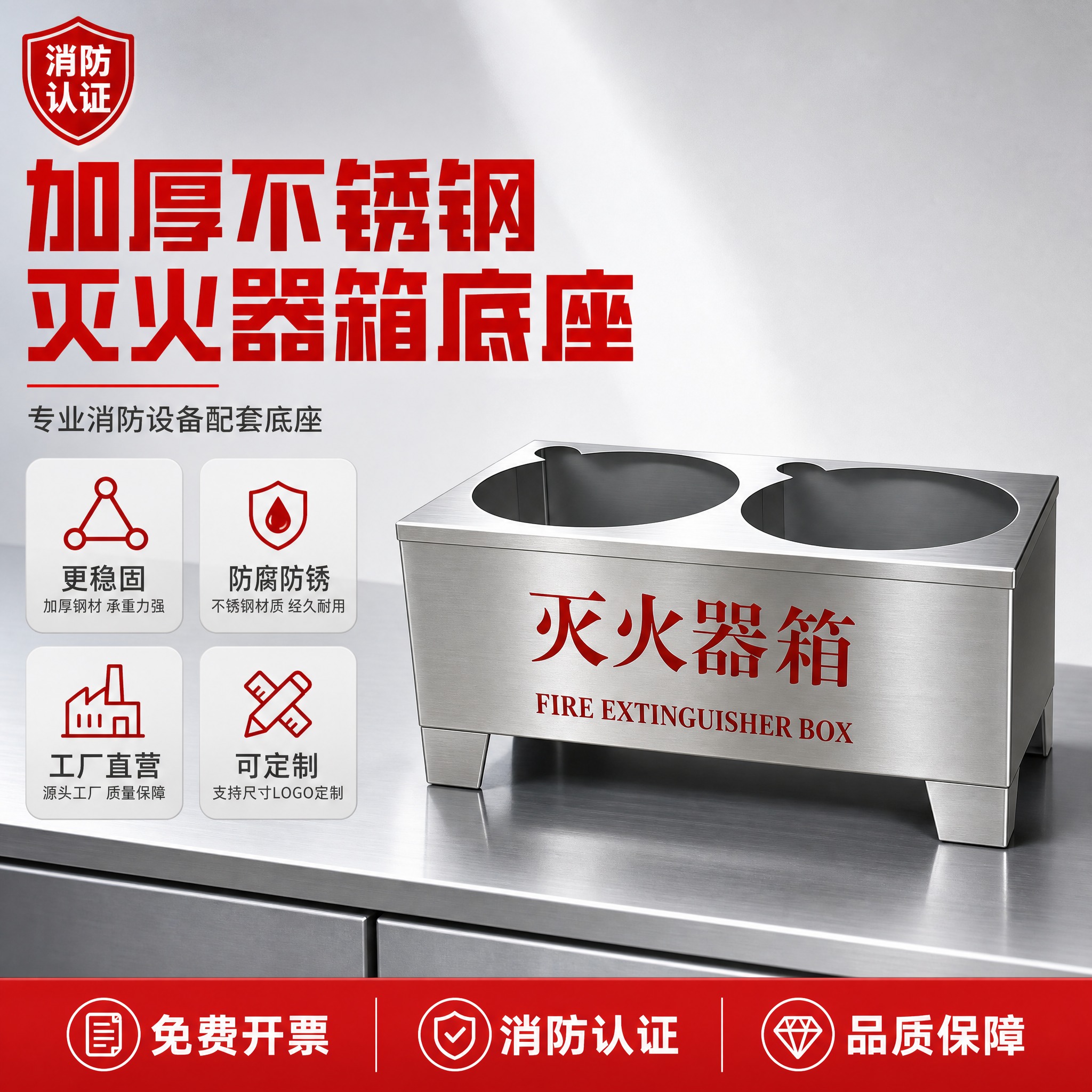 [主图-1] 首图点击率海报，突出不锈钢灭火器箱的专业品质与核… - 图片创意预览